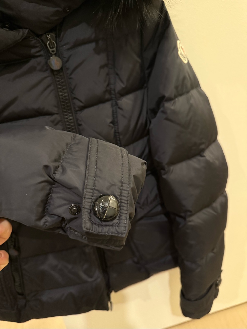 Moncler Black Padded Down Jacket with Fur-Trim Hood - Picture 10 of 10